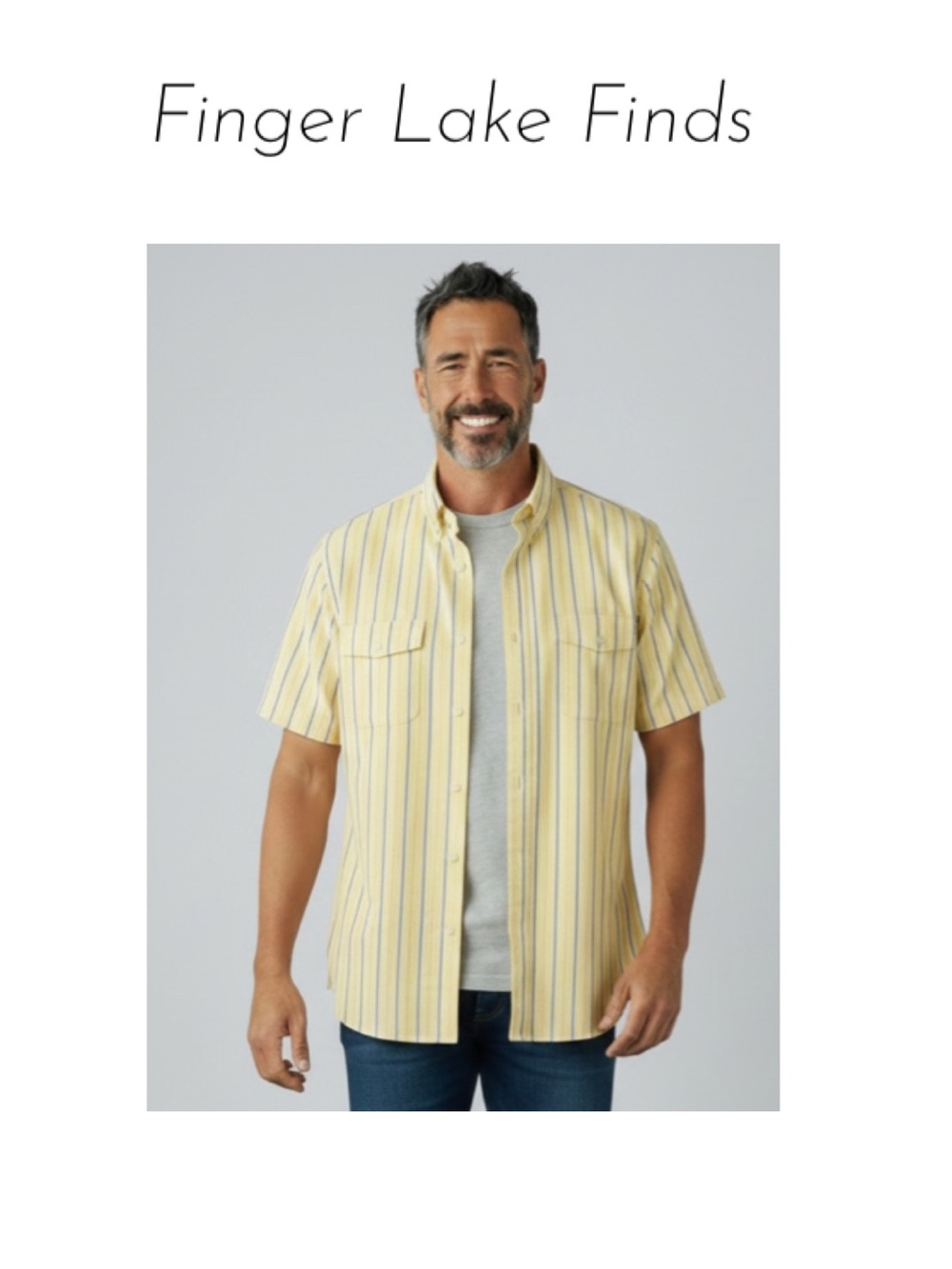 Lands' End Yellow Striped Seersucker Short Sleeve Shirt, L ( 16-16…